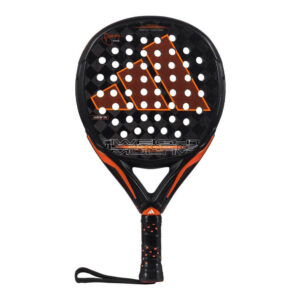 Front view of the Adidas Adipower Multiweight CTRL 3.3 padel racket, showcasing its round shape and 18K carbon fiber surface.