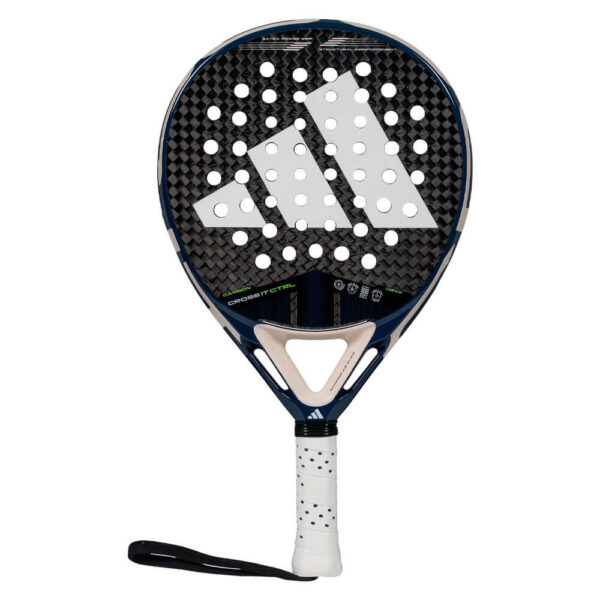 Front view of the Adidas Cross It Carbon CTRL padel racket showing round shape and carbon fiber face